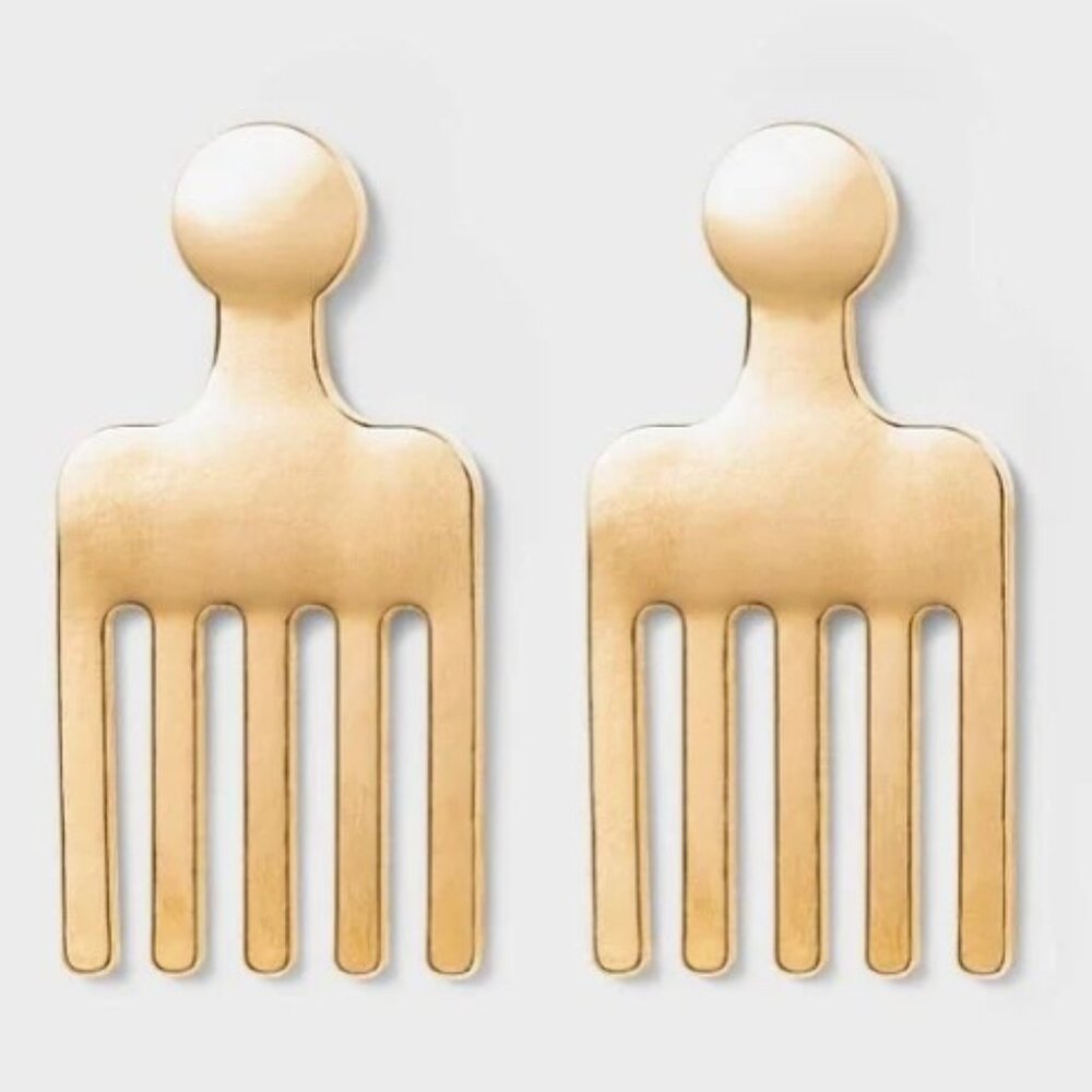 NWT! TARGET 2024 Black History Month LEGENDARY ROOTZ Afro Pick Earrings - Gold